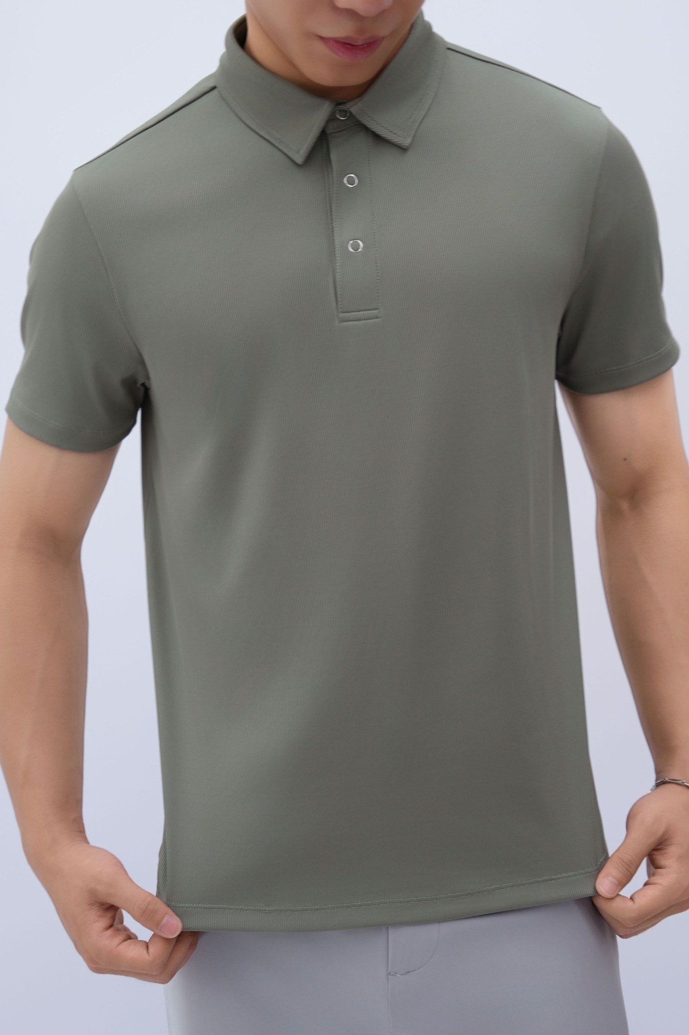  Áo Polo nam vải Rib dáng regular 