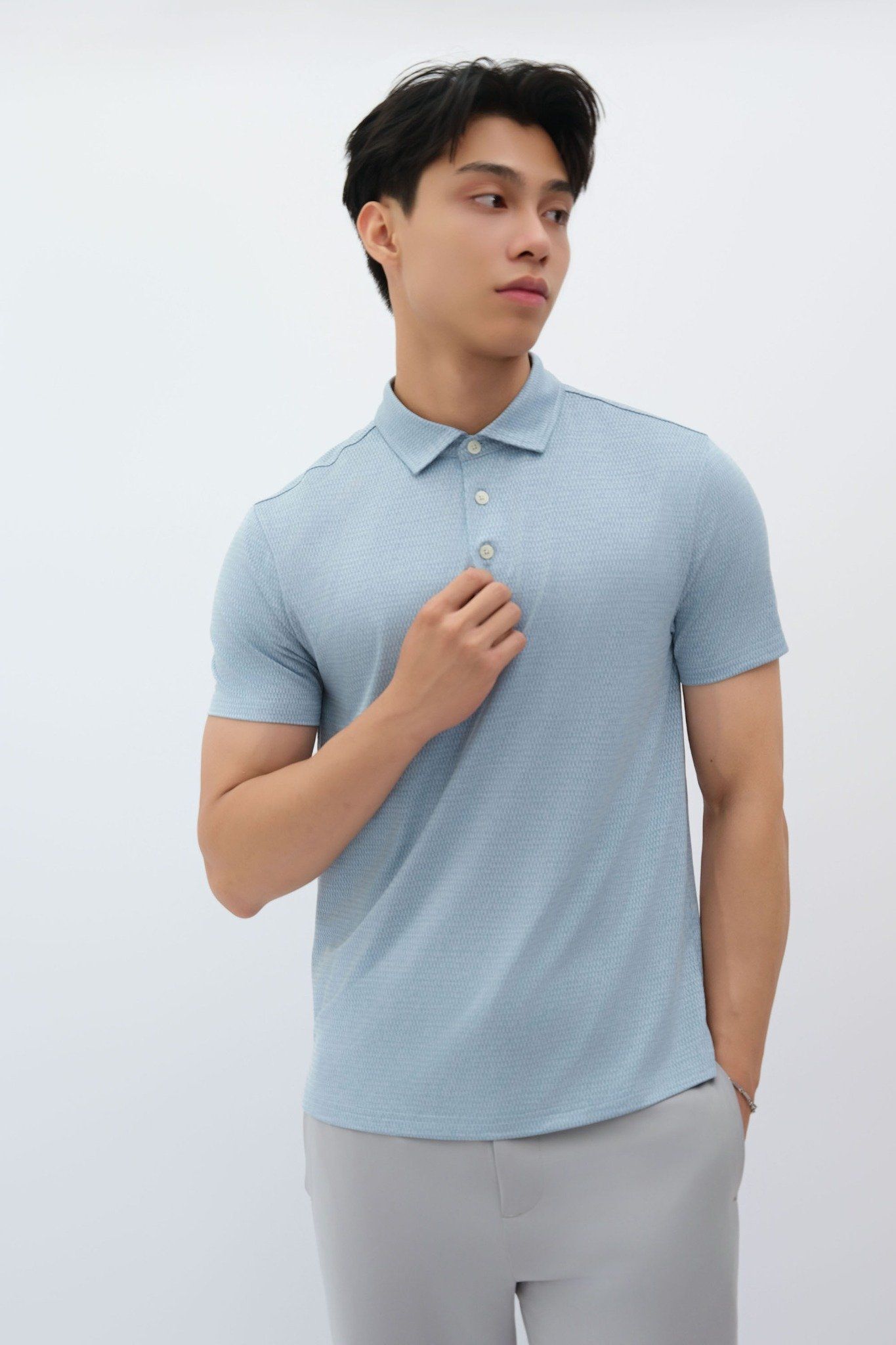  Áo Polo nam vải Jacquard dáng regular 