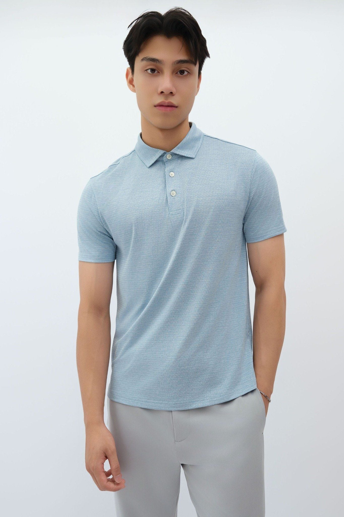 Áo Polo nam vải Jacquard dáng regular 