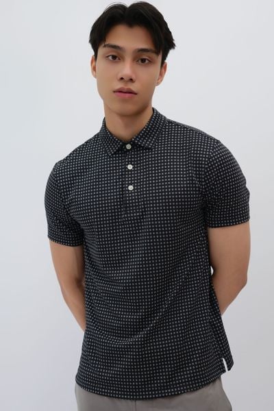  Áo Polo nam vải Jacquard kẻ ô dáng regular 