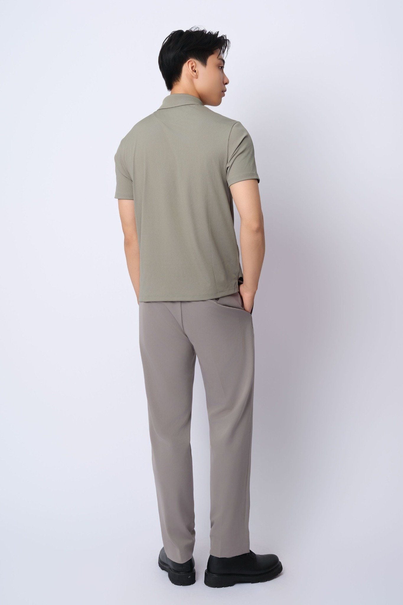  Áo Polo nam vải Rib dáng regular 