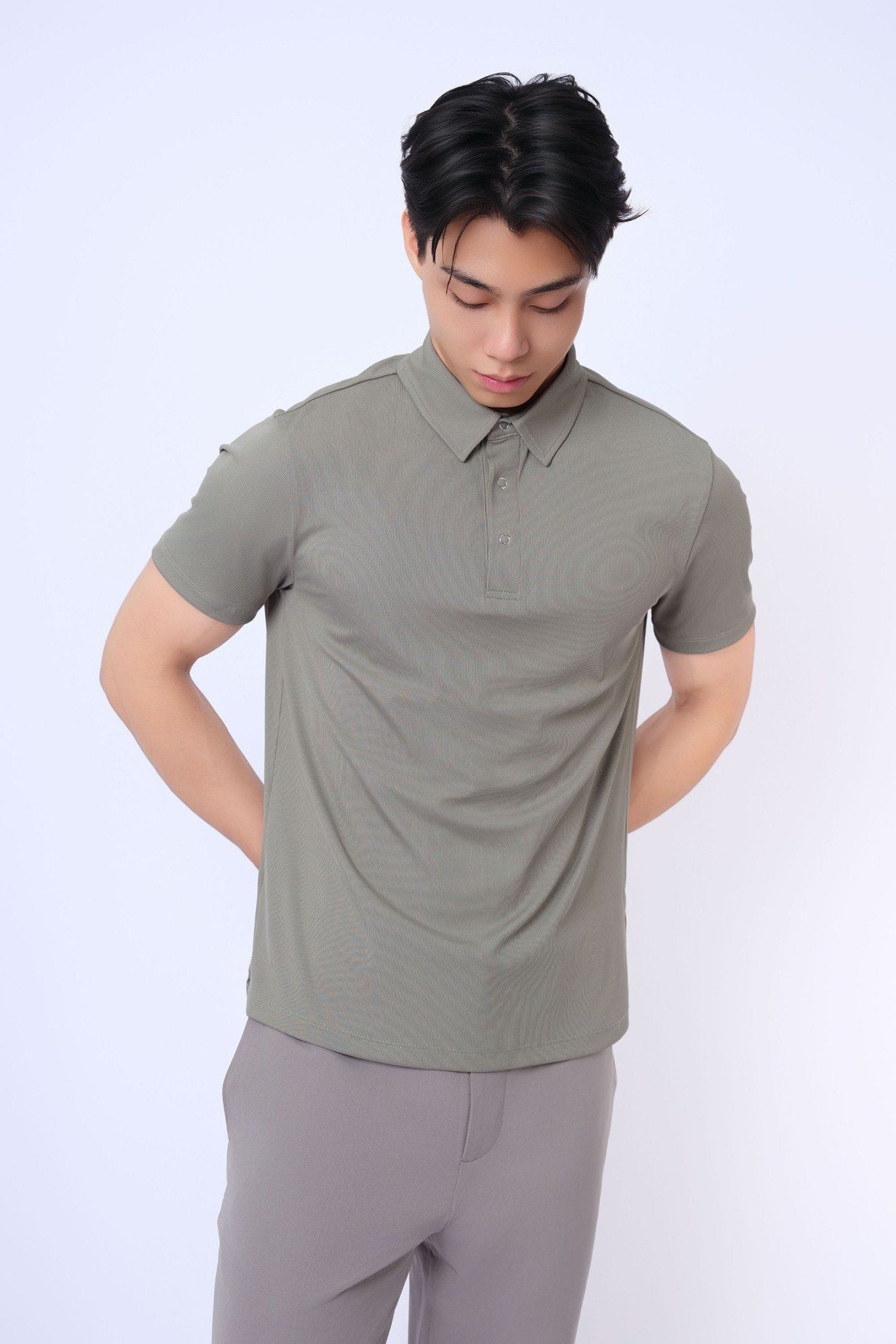  Áo Polo nam vải Rib dáng regular 