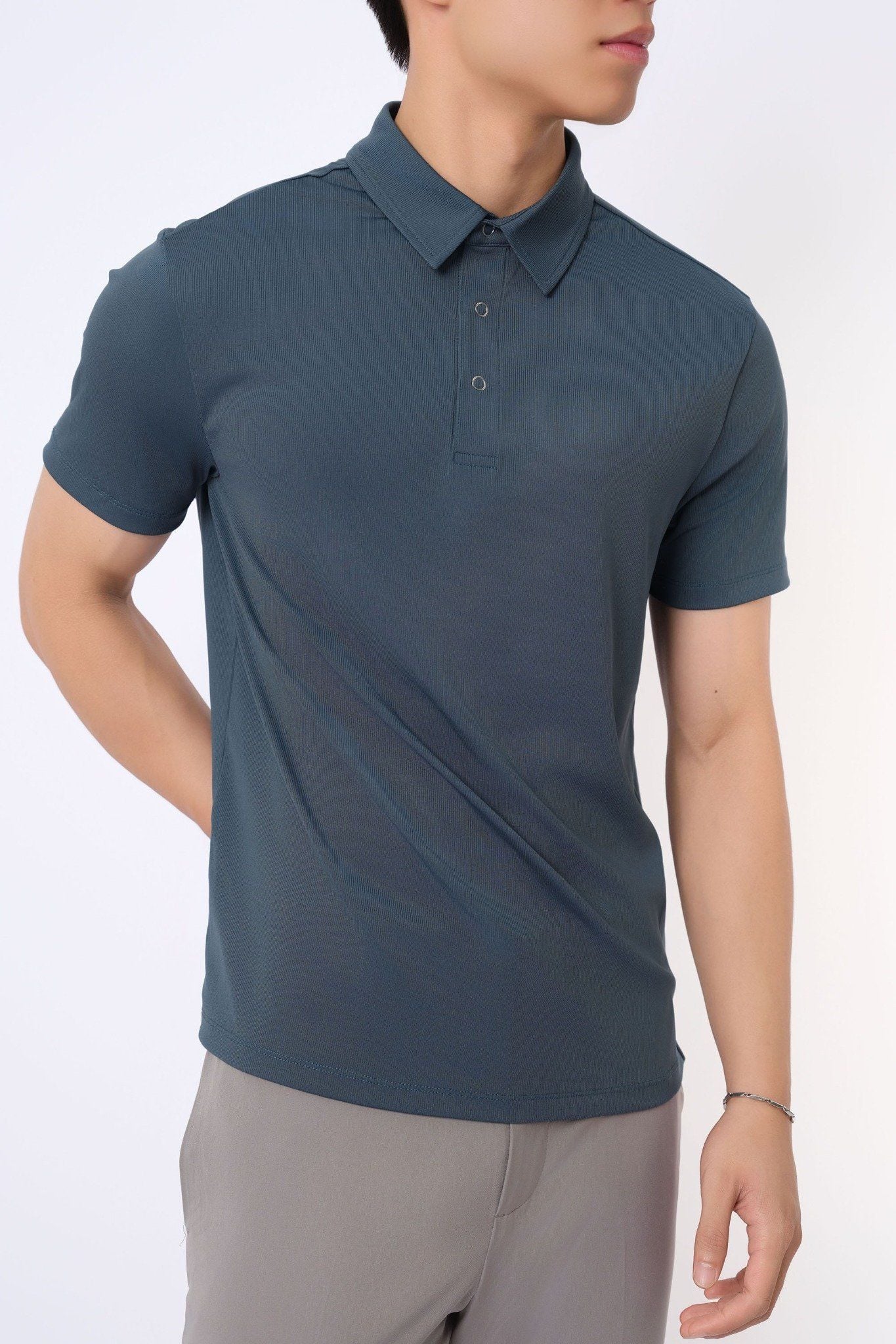 Áo Polo nam vải Rib dáng regular 