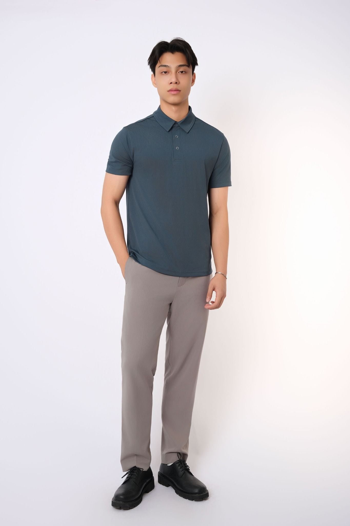  Áo Polo nam vải Rib dáng regular 