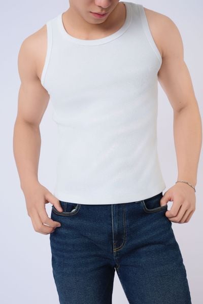  Áo ba lỗ basic Nam vải Rib dáng Fit 