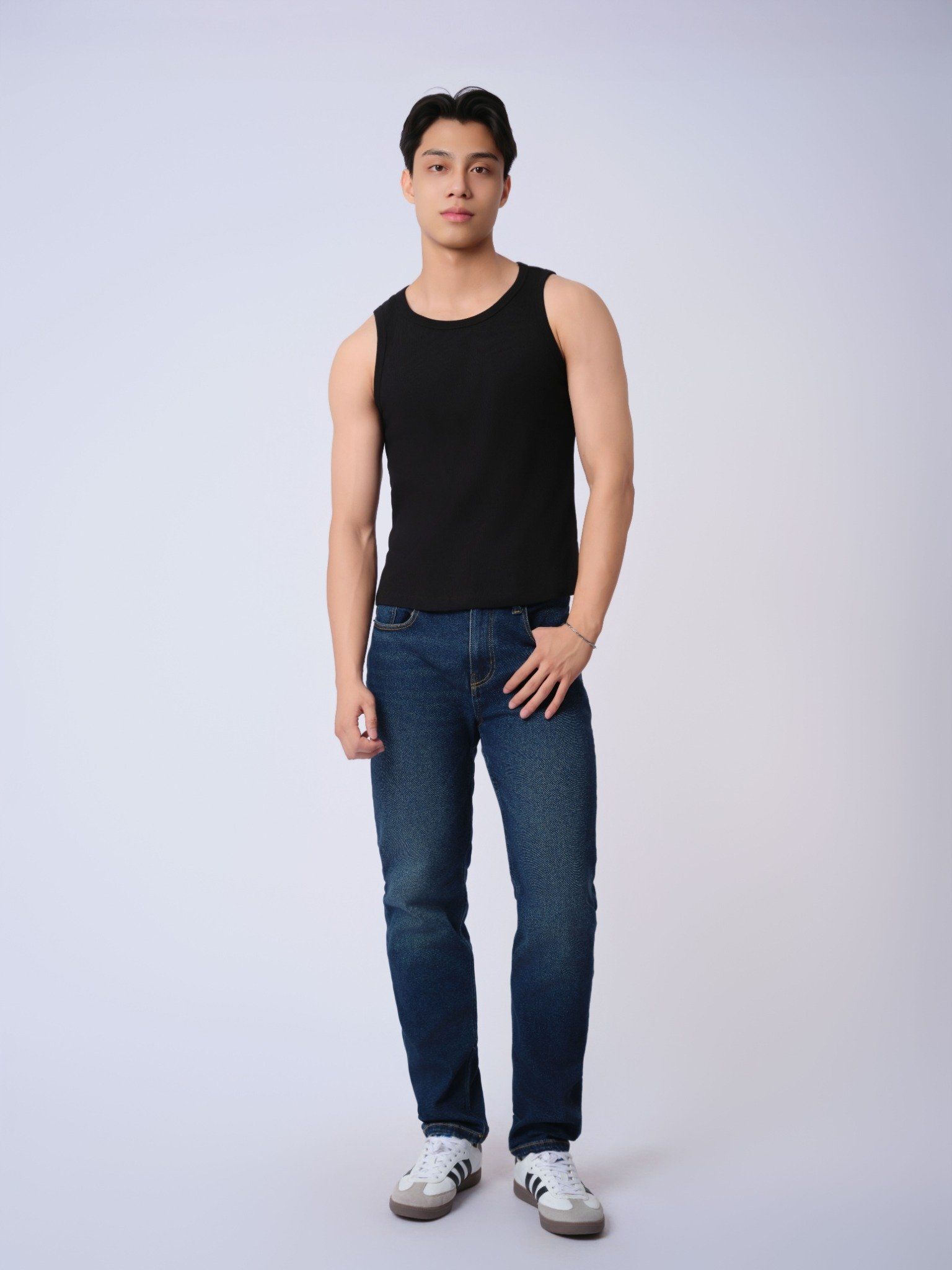  Áo ba lỗ basic Nam vải Rib dáng Fit 