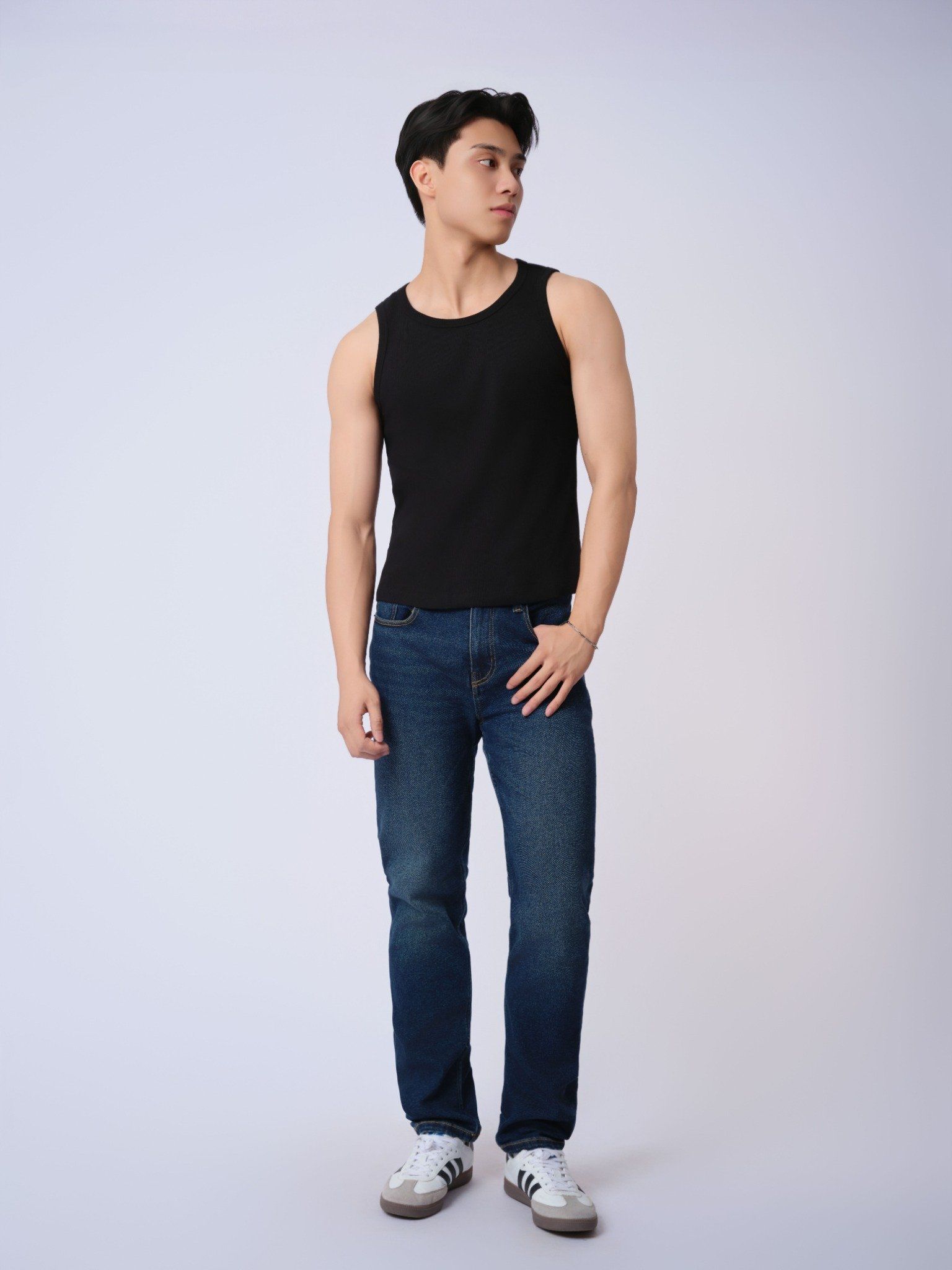  Áo ba lỗ basic Nam vải Rib dáng Fit 