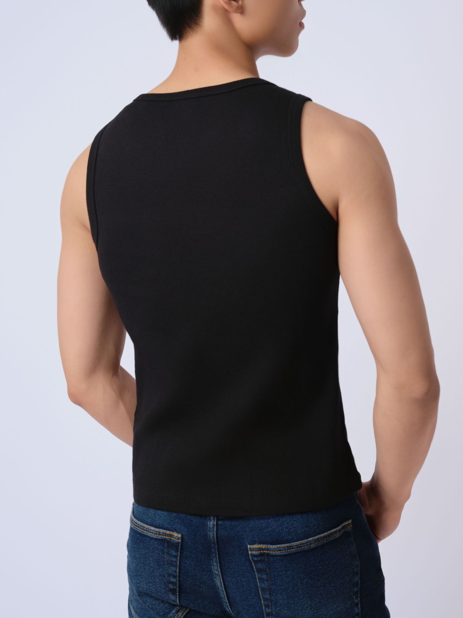  Áo ba lỗ basic Nam vải Rib dáng Fit 