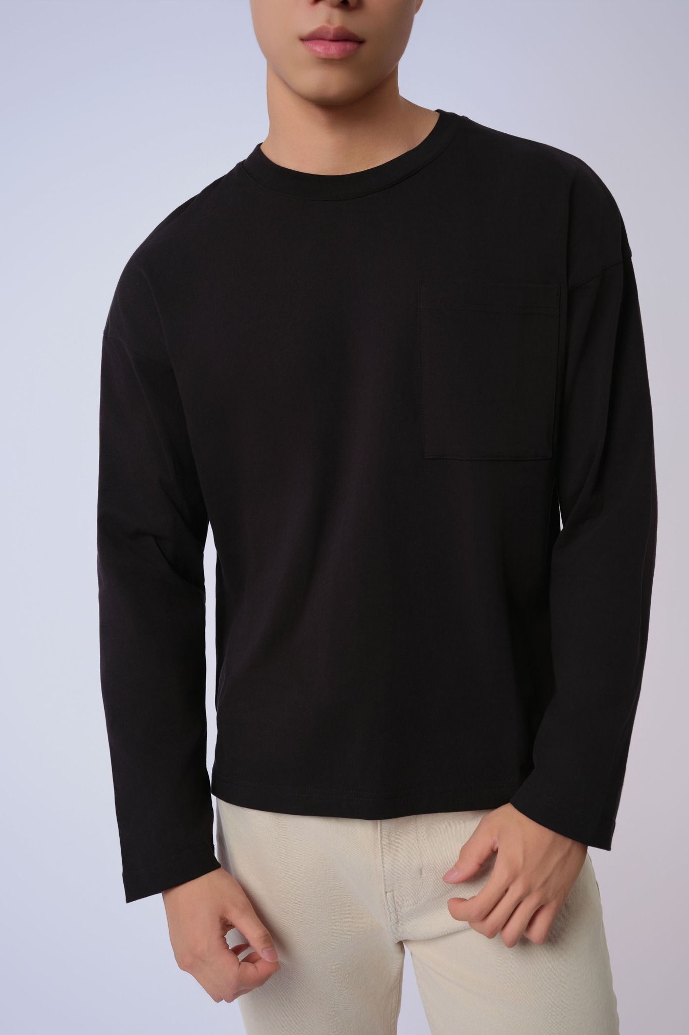  Áo dài tay cổ tròn nam 