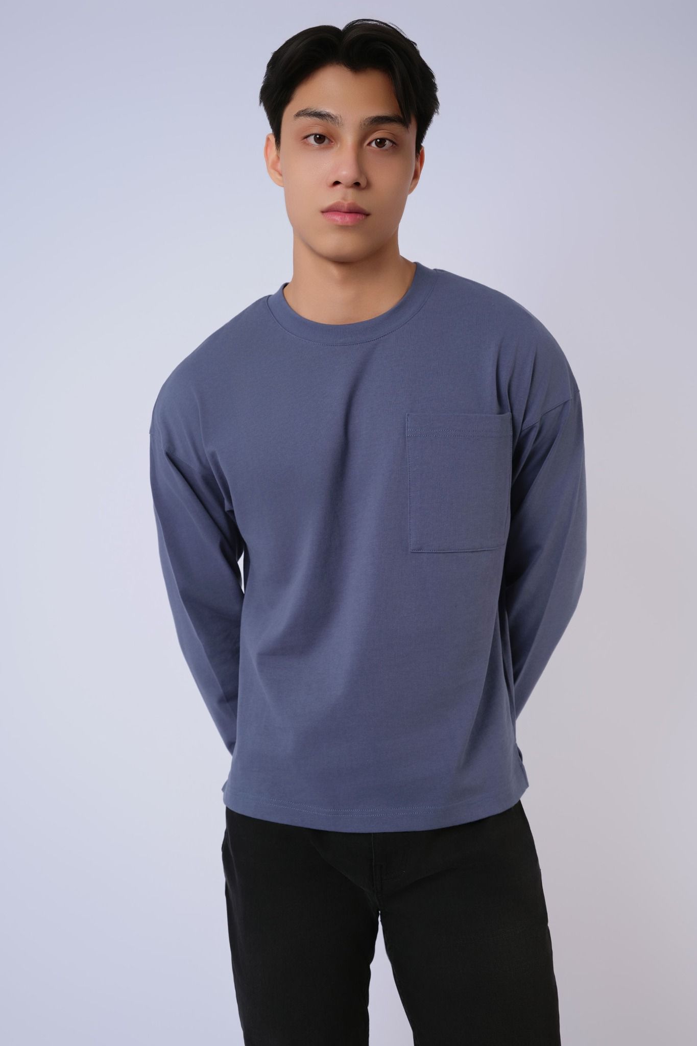  Áo dài tay cổ tròn nam 