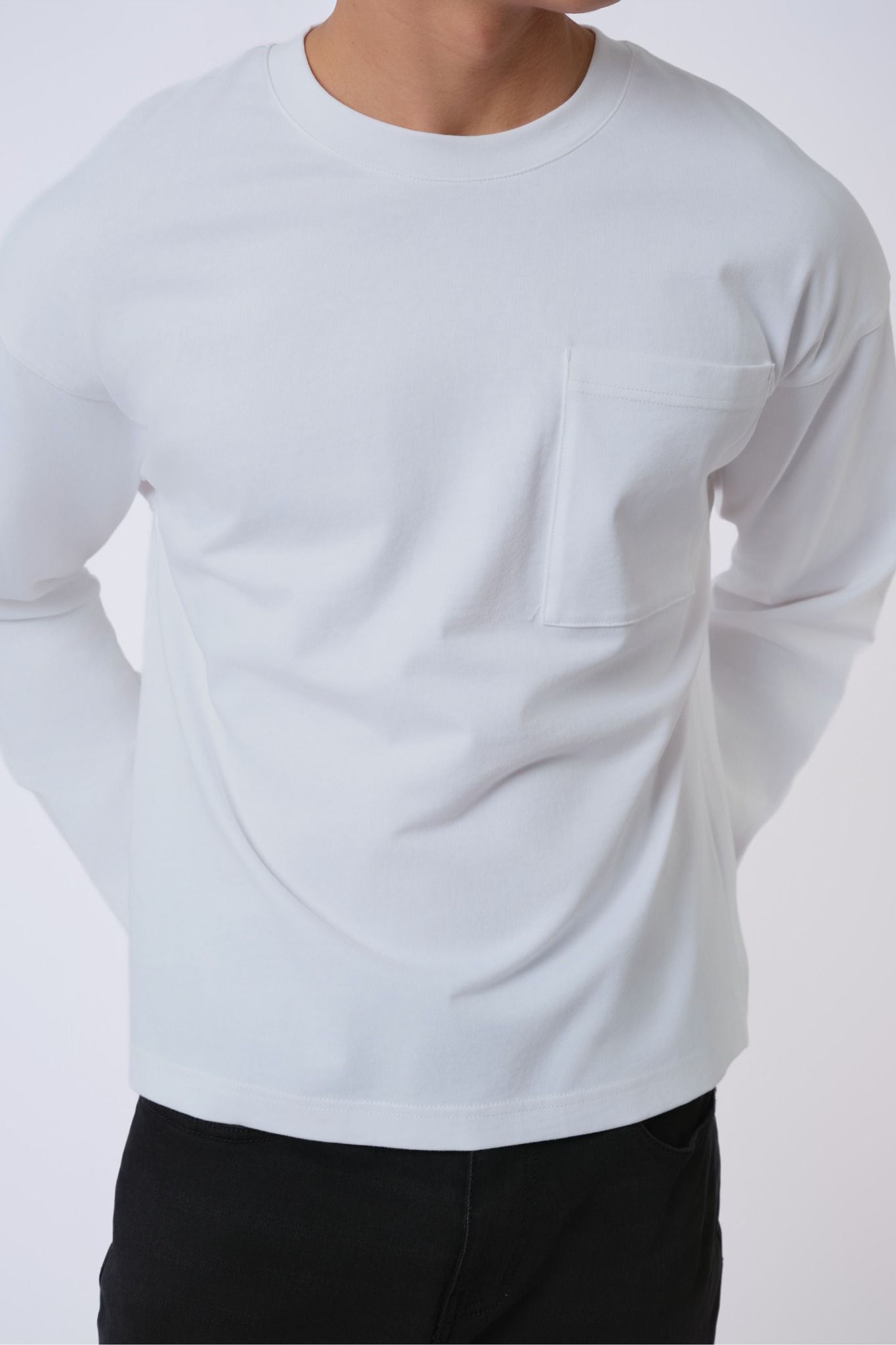  Áo dài tay cổ tròn nam 