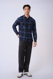  Áo sơ mi nam vải flannel kẻ dáng suông 