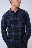  Áo sơ mi nam vải flannel kẻ dáng suông 