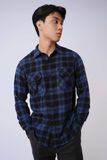  Áo sơ mi nam vải flannel kẻ dáng suông 