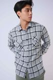  Áo sơ mi nam vải flannel kẻ dáng suông 