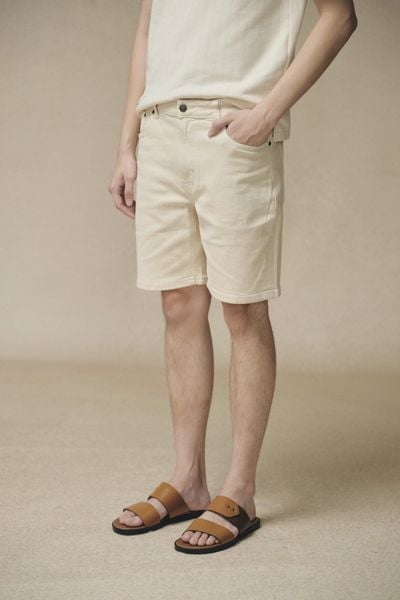  Quần shorts denim nam nhuộm màu dáng Slim 