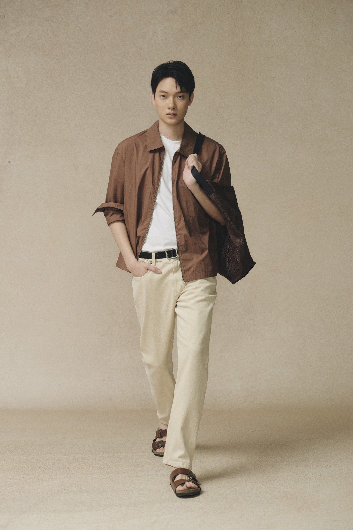  Áo sơ mi nam phối Zip vải Poplin 