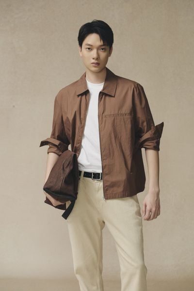  Áo sơ mi nam phối Zip vải Poplin 
