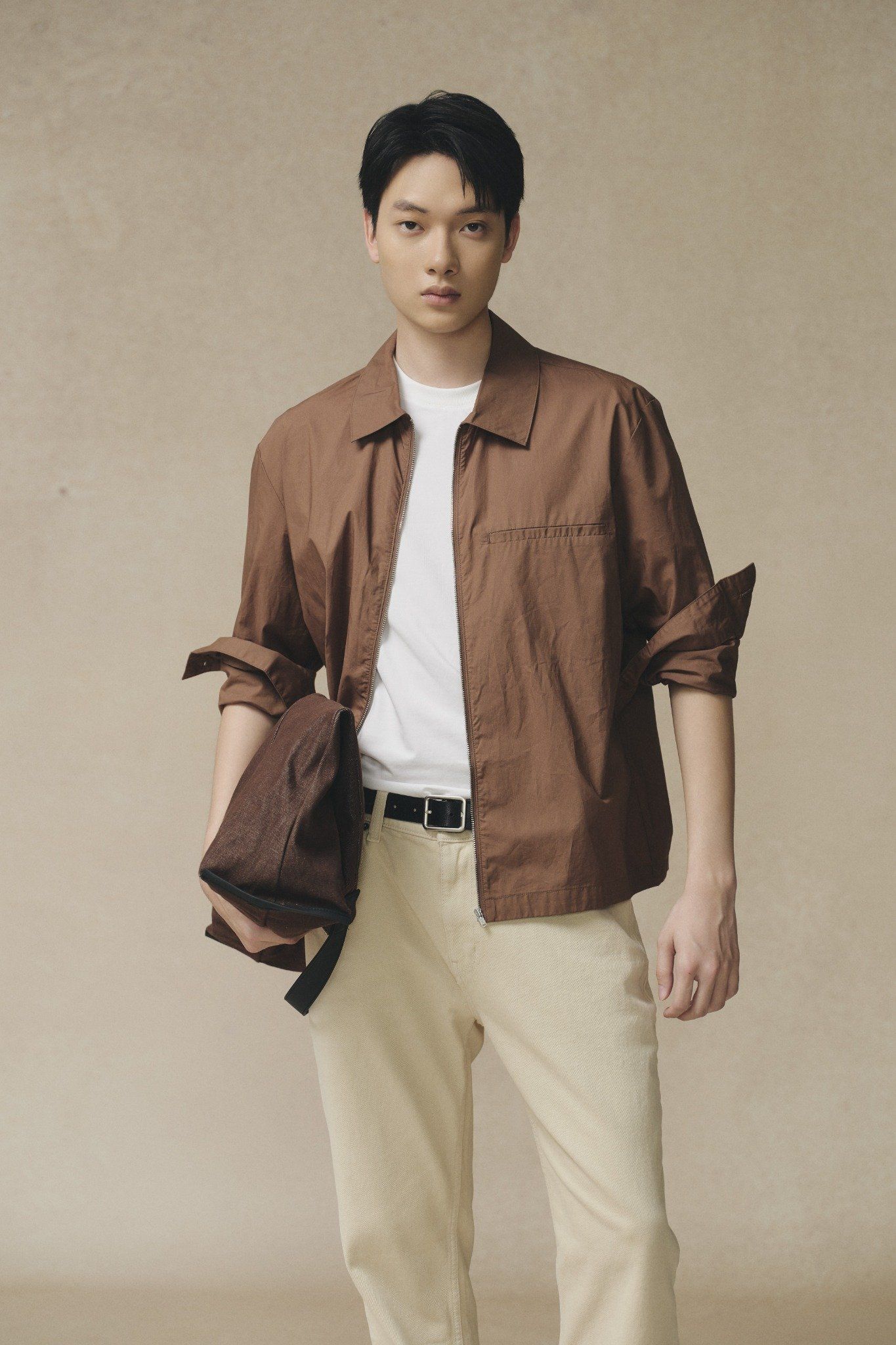 Áo sơ mi nam phối Zip vải Poplin 