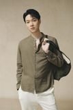  Áo sơ mi Nam Chất Linen dáng xuông cổ tàu 