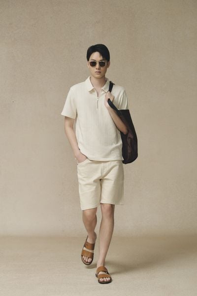  Áo polo Nam vải French Tery mỏng phối Zip cổ 