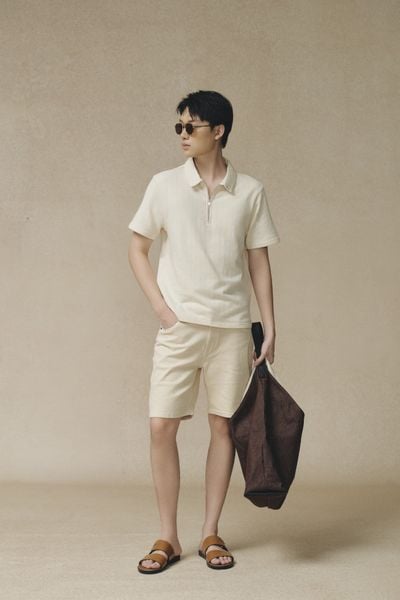  Áo polo Nam vải French Tery mỏng phối Zip cổ 