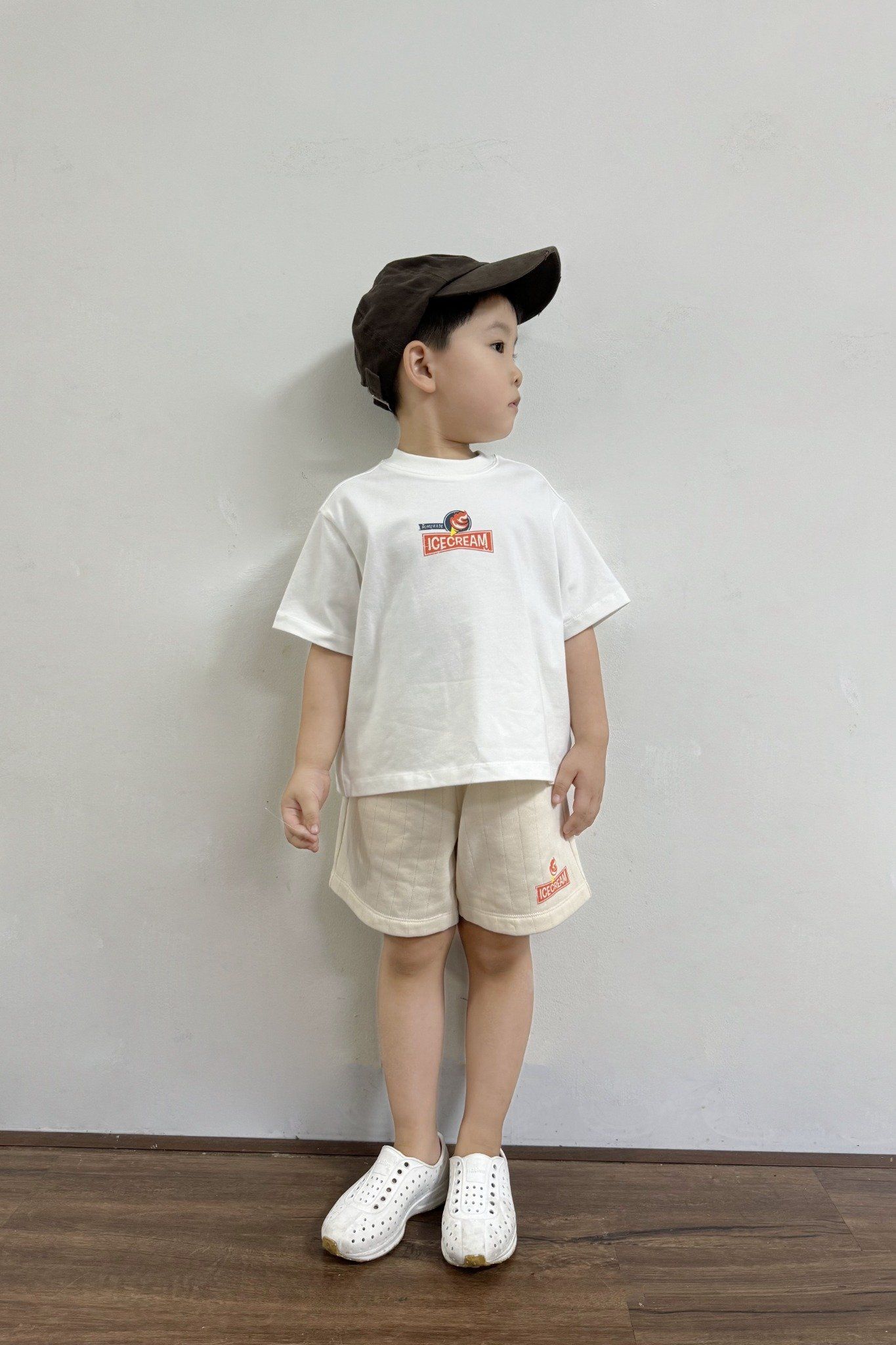  Bộ quần áo Unisex Kids họa tiết Icecream áo single quần french terry 