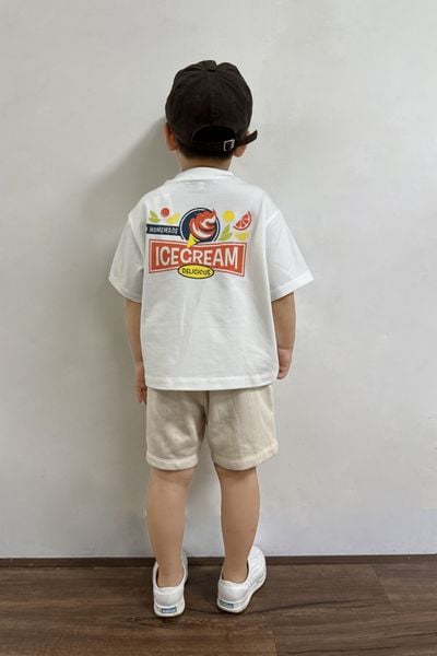 Bộ quần áo Unisex Kids họa tiết Icecream áo single quần french terry 