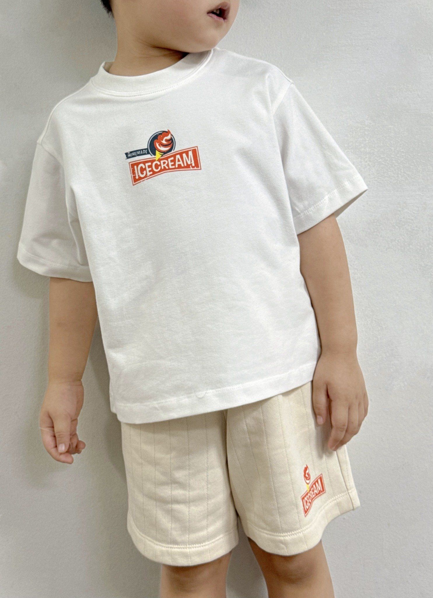  Bộ quần áo Unisex Kids họa tiết Icecream áo single quần french terry 