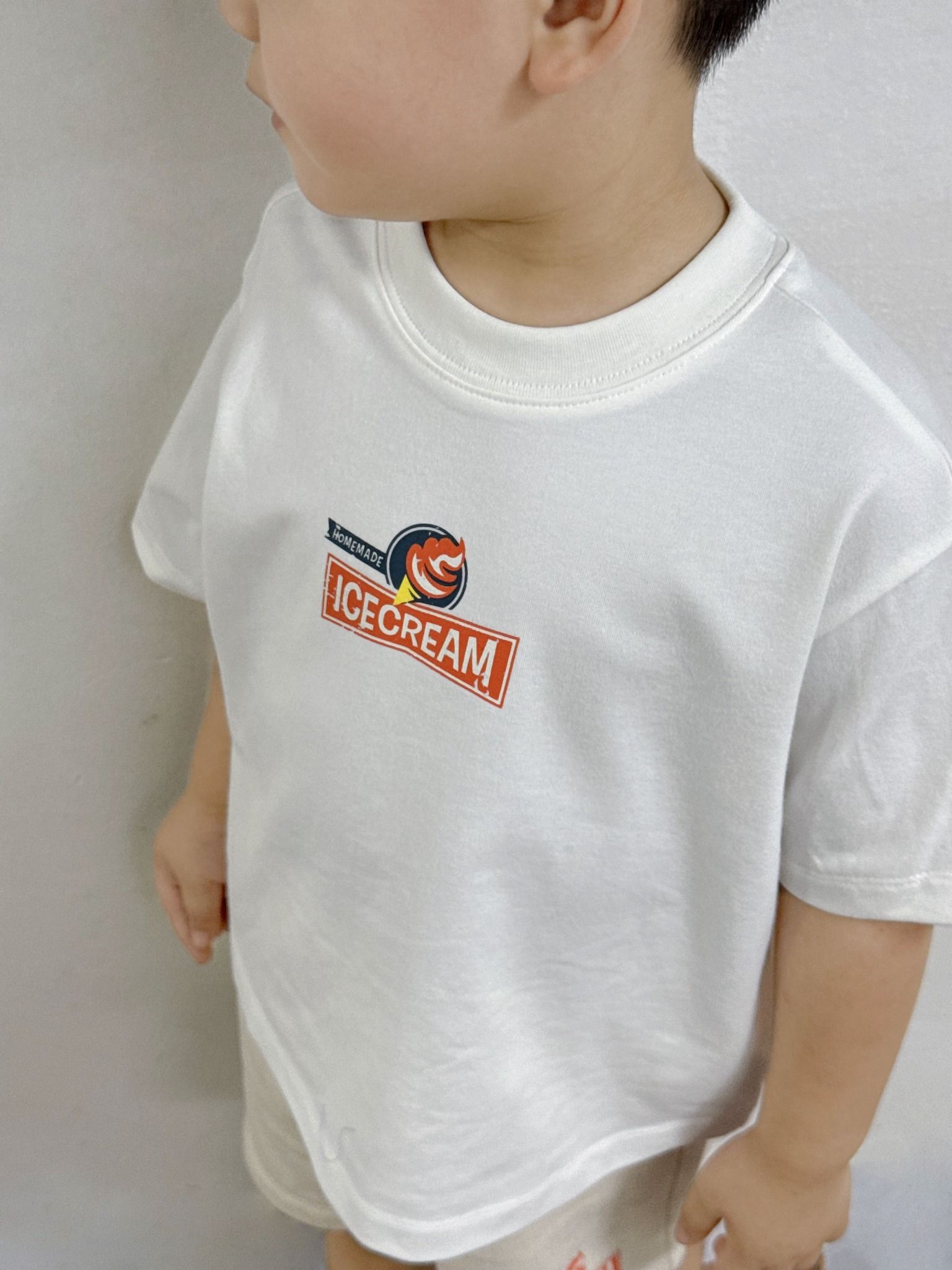  Bộ quần áo Unisex Kids họa tiết Icecream áo single quần french terry 