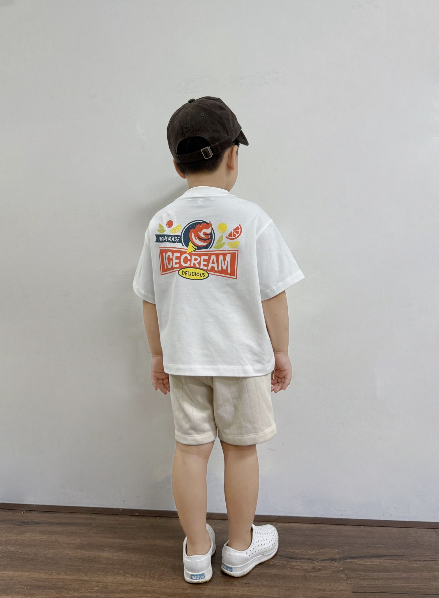  Bộ quần áo Unisex Kids họa tiết Icecream áo single quần french terry 