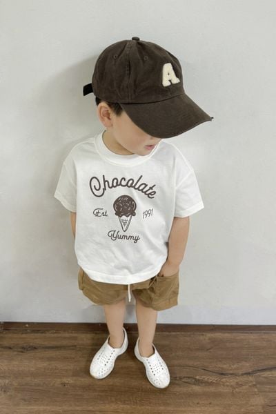  Áo phông Unisex Kid in họa tiết kem vải single 