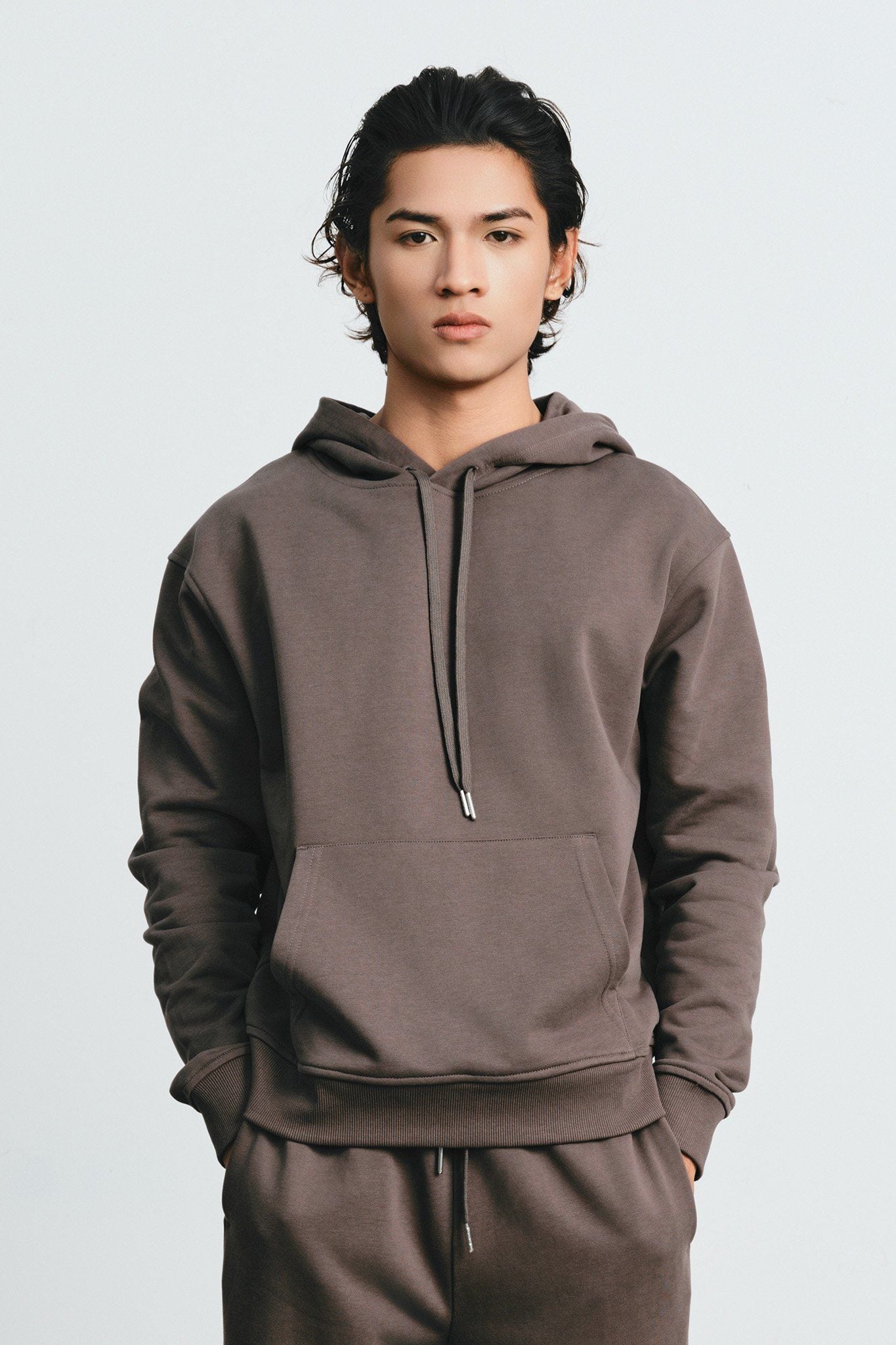  Áo nỉ chui đầu có mũ, dáng relax 