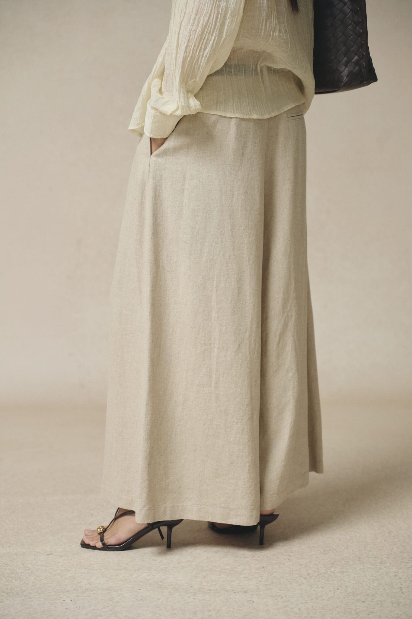  Quần dài Nữ Linen dáng Super wide leg 