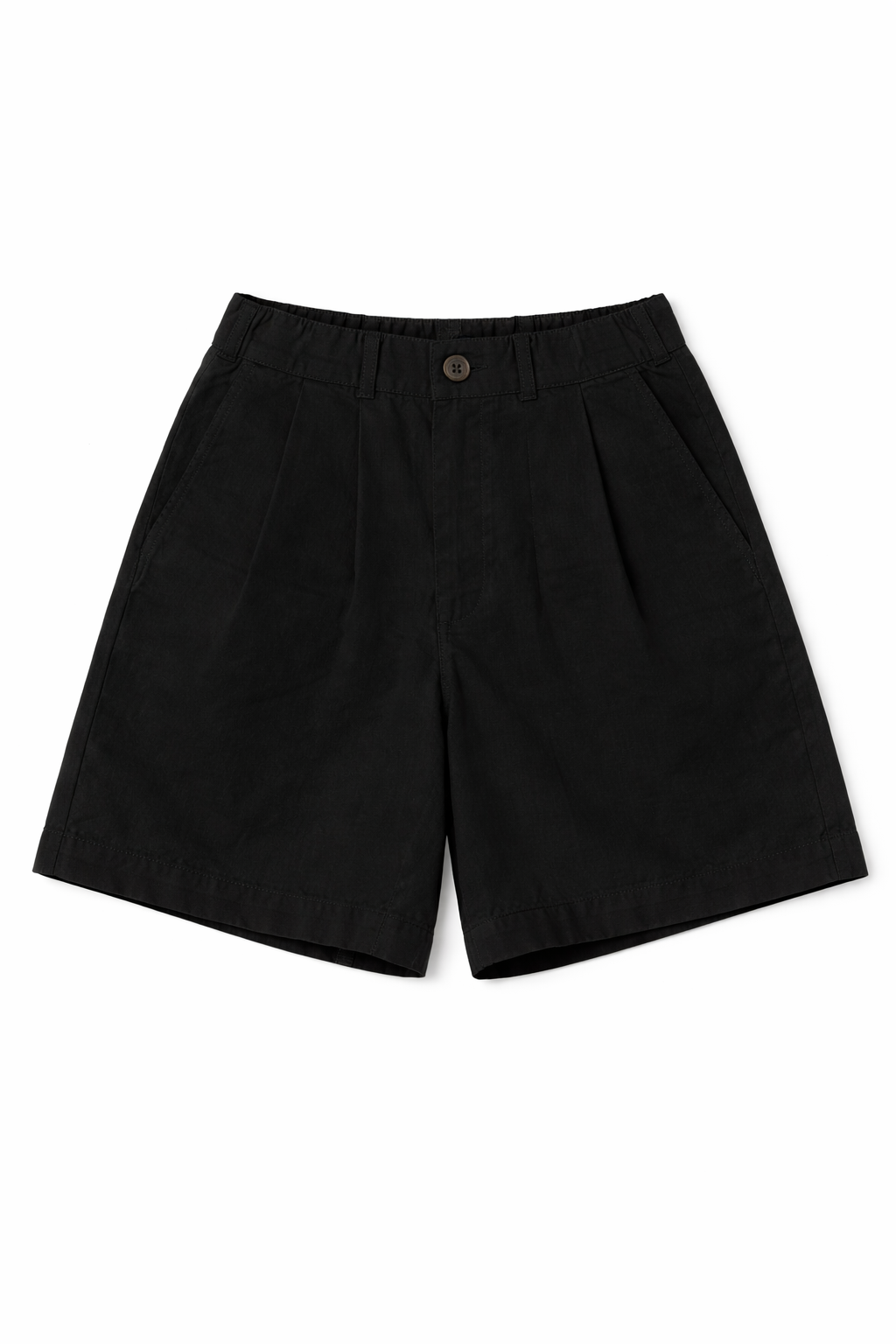  Quần Short Nữ Vải Linen Cạp Cao Phối Chun Lưng 