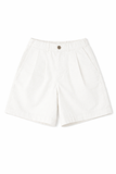  Quần Short Nữ Vải Linen Cạp Cao Phối Chun Lưng 