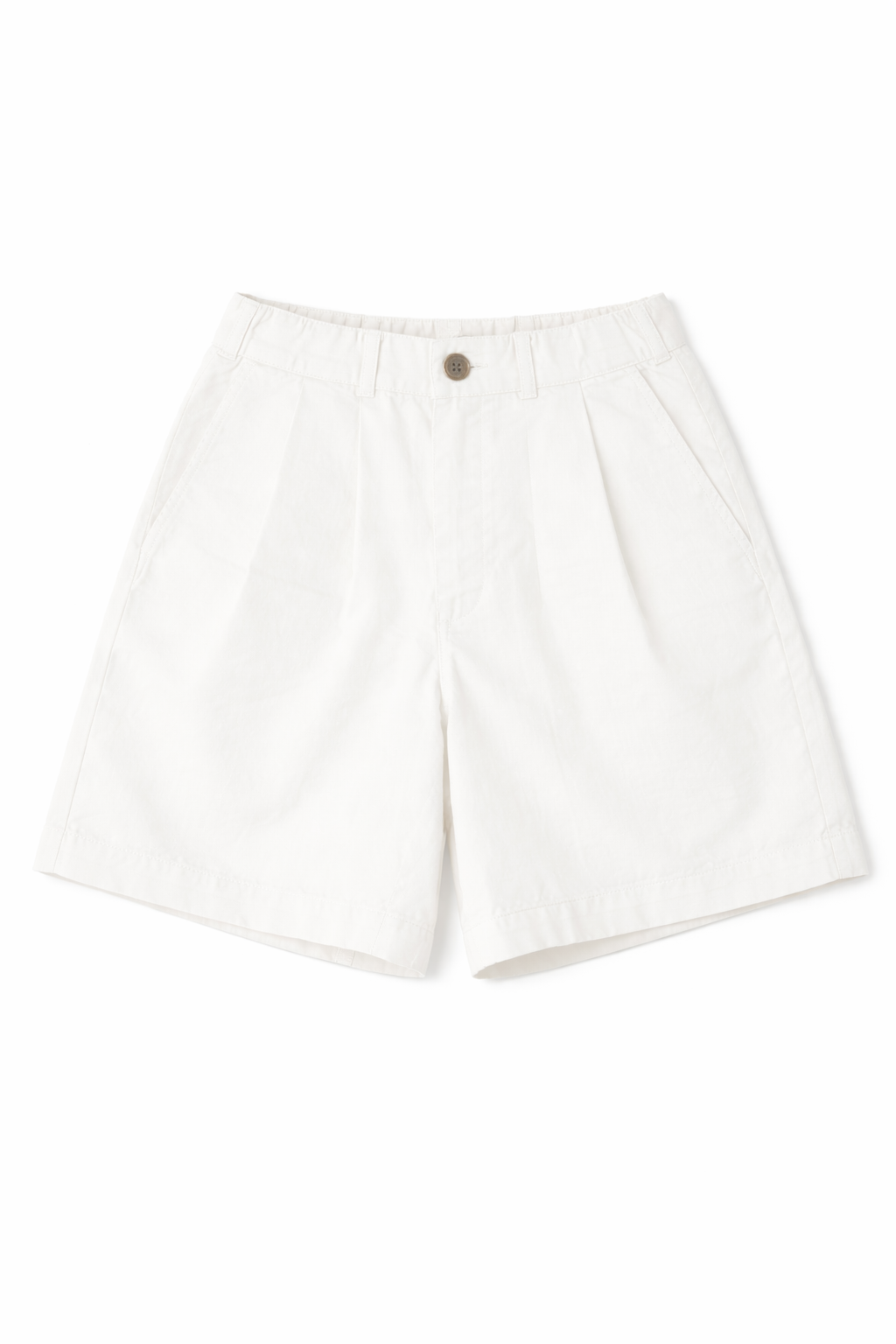  Quần Short Nữ Vải Linen Cạp Cao Phối Chun Lưng 