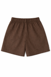  Quần Short Nữ Vải Linen Cạp Cao Phối Chun Lưng 