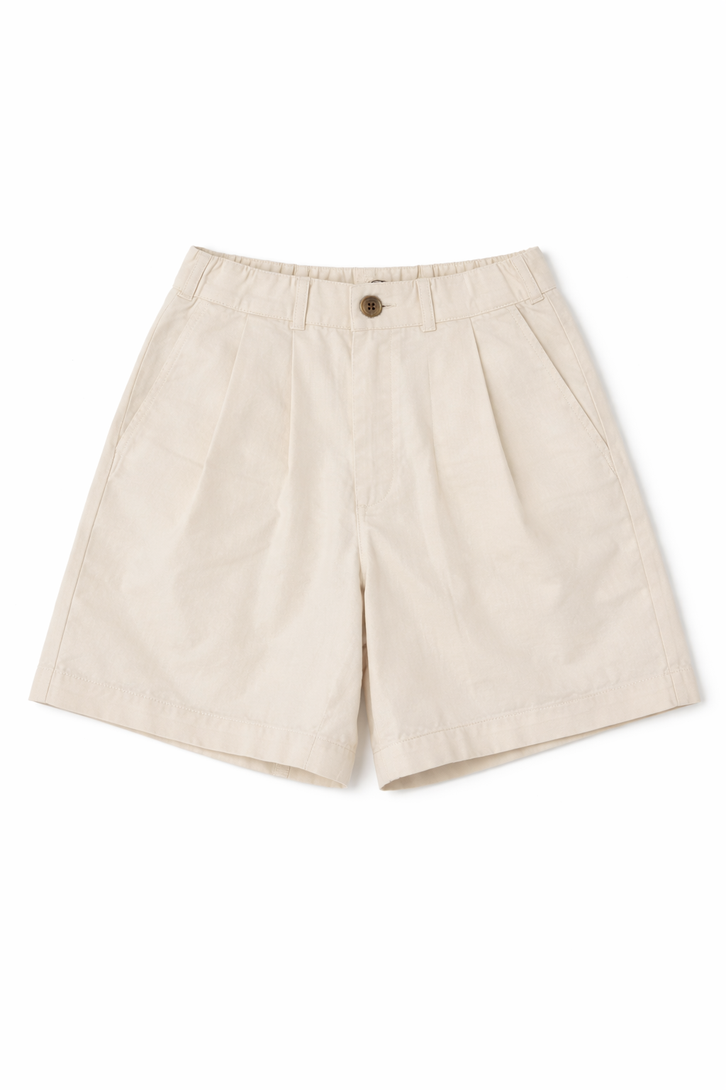  Quần Short Nữ Vải Linen Cạp Cao Phối Chun Lưng 