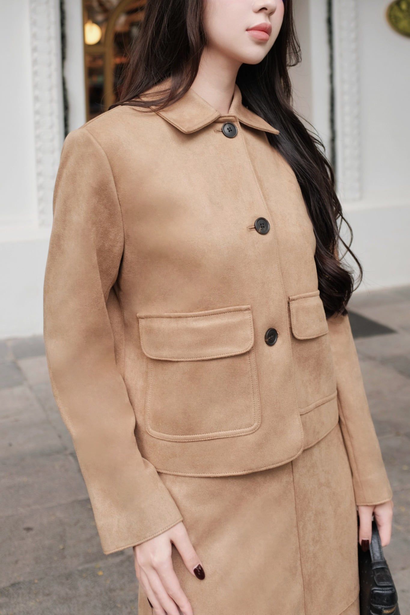  Chân Váy Da Lộn Nữ Dáng Maxi Xẻ Vạt Sau 