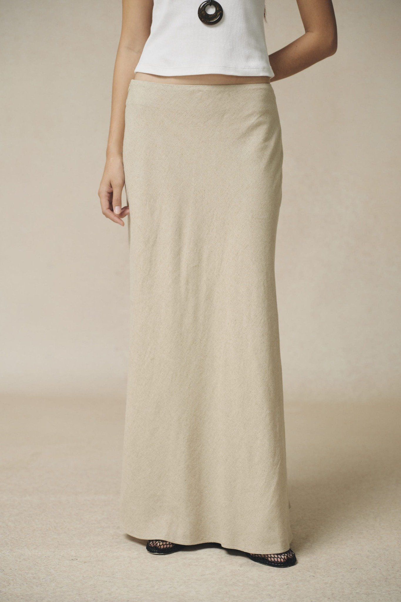  Chân váy Maxi Nữ chất Linen form fit có lót 