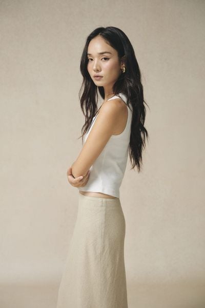  Áo ba lỗ Basic Nữ vải Rib dáng Crop Fit 