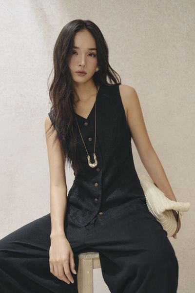  Áo gilet Nữ chất Linen form Fit 