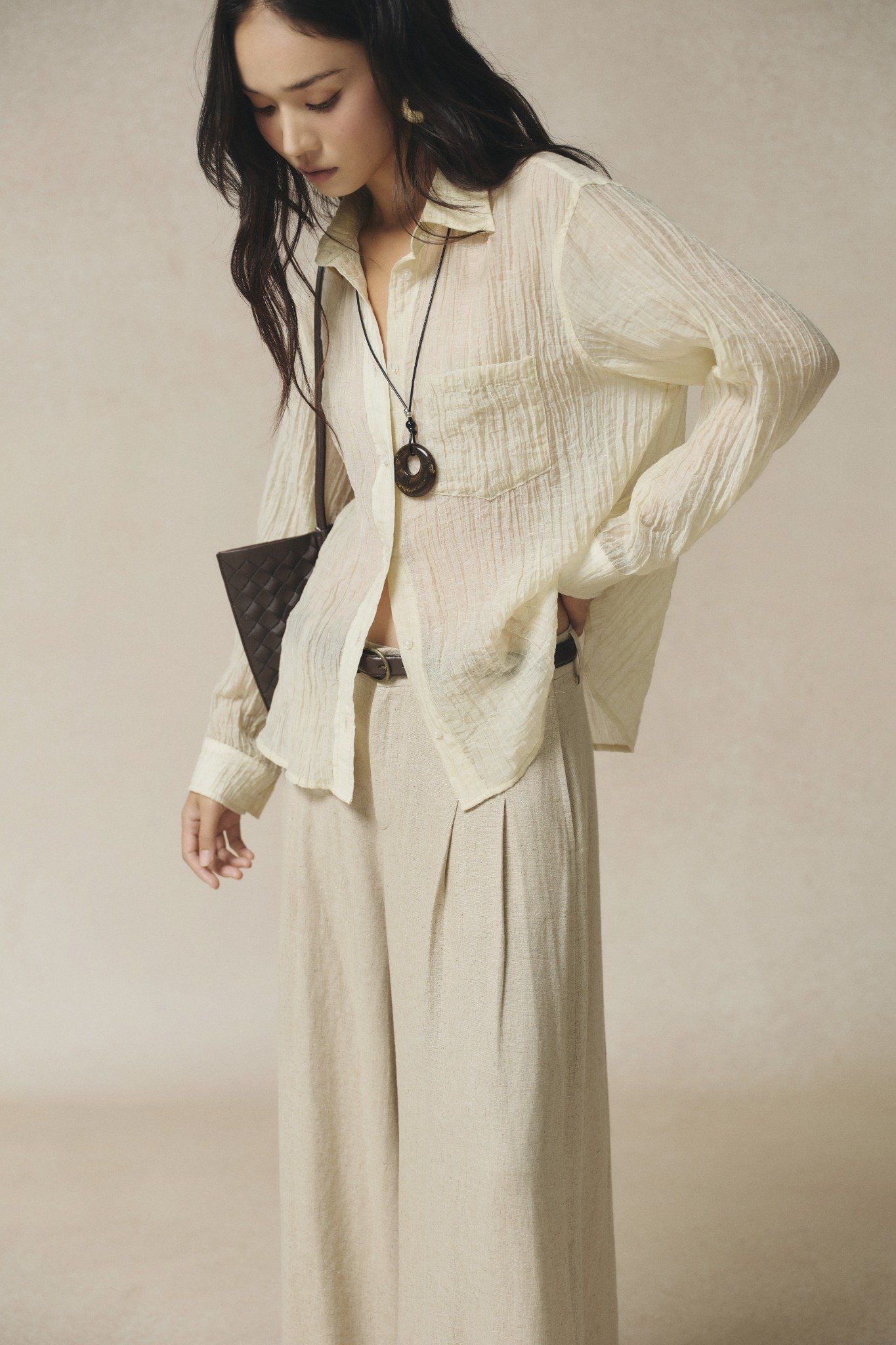  Áo Sơ Mi Nữ chất Tơ nhăn dáng Loose 