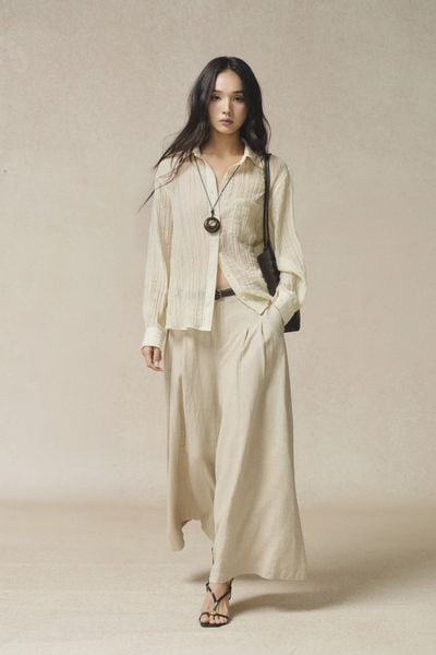  Quần dài Nữ Linen dáng Super wide leg 