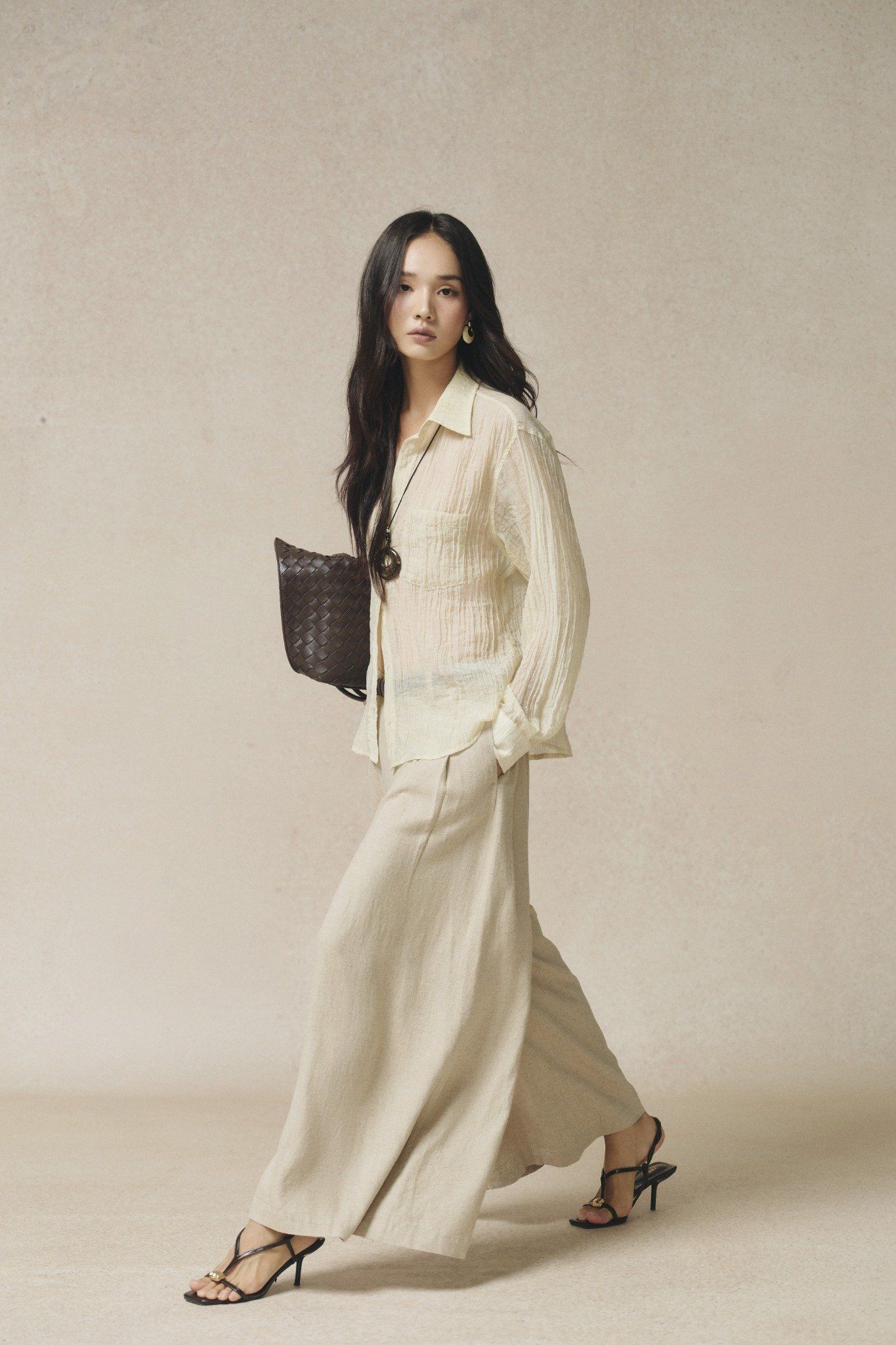  Quần dài Nữ Linen dáng Super wide leg 