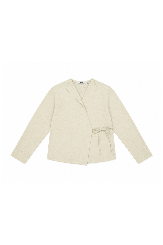  Áo Sơ Mi Nữ Buộc Vạt Dáng Suông Vải Linen 