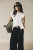  Áo kiểu Nữ Linen tay hến dáng xuông cách điệu lưng 