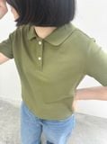  Áo polo nữ dáng Boxy crop vải Pique 