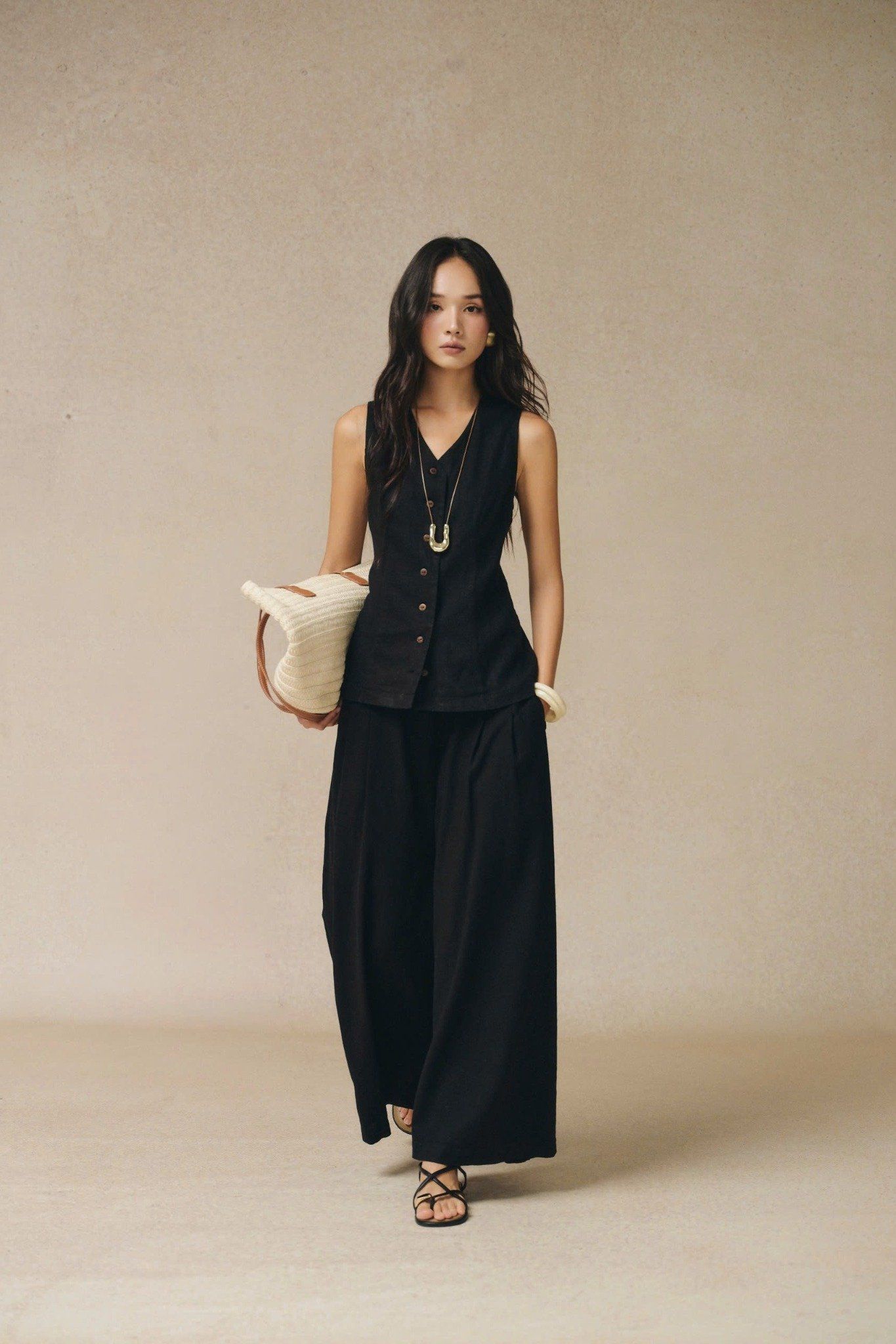  Áo gilet Nữ chất Linen form Fit 